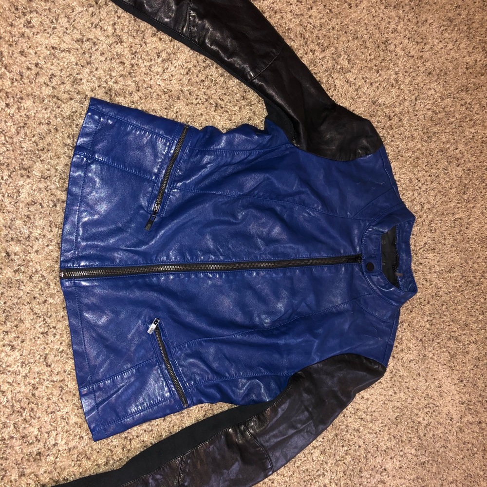 BLUE & BLACK LEATHER JACKET